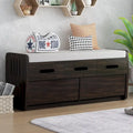 Panca Contenitore con 2 Cassetti – Espresso / Legno Naturale / Bianco / Blu Scuro, 2 Posti