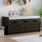 Panca Contenitore con 2 Cassetti – Espresso / Legno Naturale / Bianco / Blu Scuro, 2 Posti