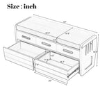 Panca Contenitore con 2 Cassetti – Espresso / Legno Naturale / Bianco / Blu Scuro, 2 Posti