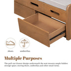 Panca Contenitore con 2 Cassetti – Espresso / Legno Naturale / Bianco / Blu Scuro, 2 Posti