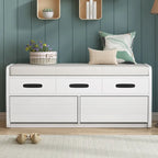 Panca Contenitore con 2 Cassetti – Espresso / Legno Naturale / Bianco / Blu Scuro, 2 Posti