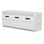 Panca Contenitore con 2 Cassetti – Espresso / Legno Naturale / Bianco / Blu Scuro, 2 Posti