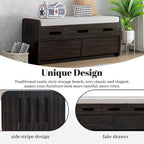 Panca Contenitore con 2 Cassetti – Espresso / Legno Naturale / Bianco / Blu Scuro, 2 Posti