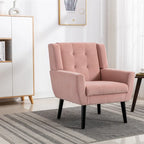 Poltrona d'accento trapuntata in velluto rosa con gambe in legno, 1 posto