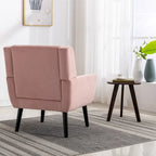 Poltrona d'accento trapuntata in velluto rosa con gambe in legno, 1 posto
