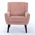 Poltrona d'accento trapuntata in velluto rosa con gambe in legno, 1 posto