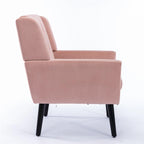 Poltrona d'accento trapuntata in velluto rosa con gambe in legno, 1 posto