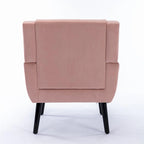 Poltrona d'accento trapuntata in velluto rosa con gambe in legno, 1 posto