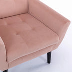Poltrona d'accento trapuntata in velluto rosa con gambe in legno, 1 posto