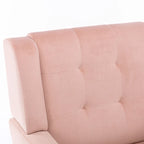 Poltrona d'accento trapuntata in velluto rosa con gambe in legno, 1 posto