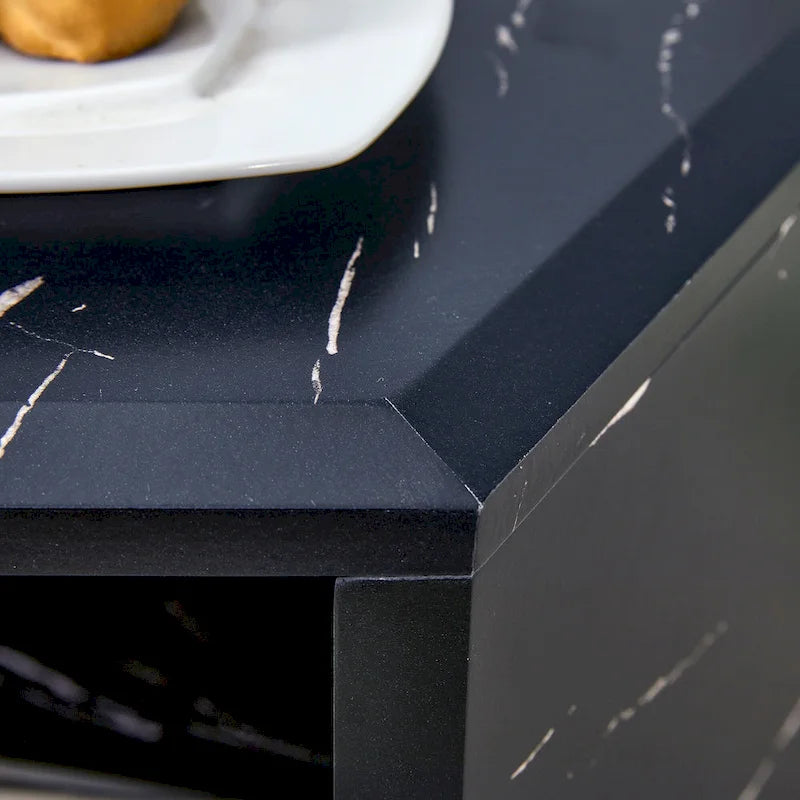 Set di 2 tavolini esagonali da caffè in legno, bianco e nero