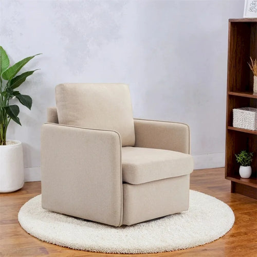 Poltrona girevole a 360° con contenitore nascosto, Posto singolo, Grigio/Beige+Marrone