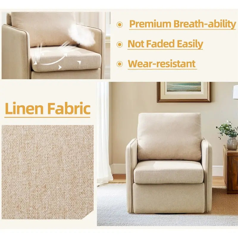 Poltrona girevole a 360° con contenitore nascosto, Posto singolo, Grigio/Beige+Marrone
