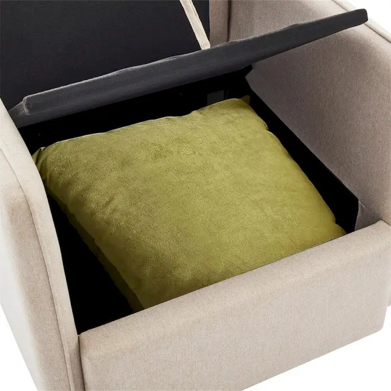 Poltrona girevole a 360° con contenitore nascosto, Posto singolo, Grigio/Beige+Marrone