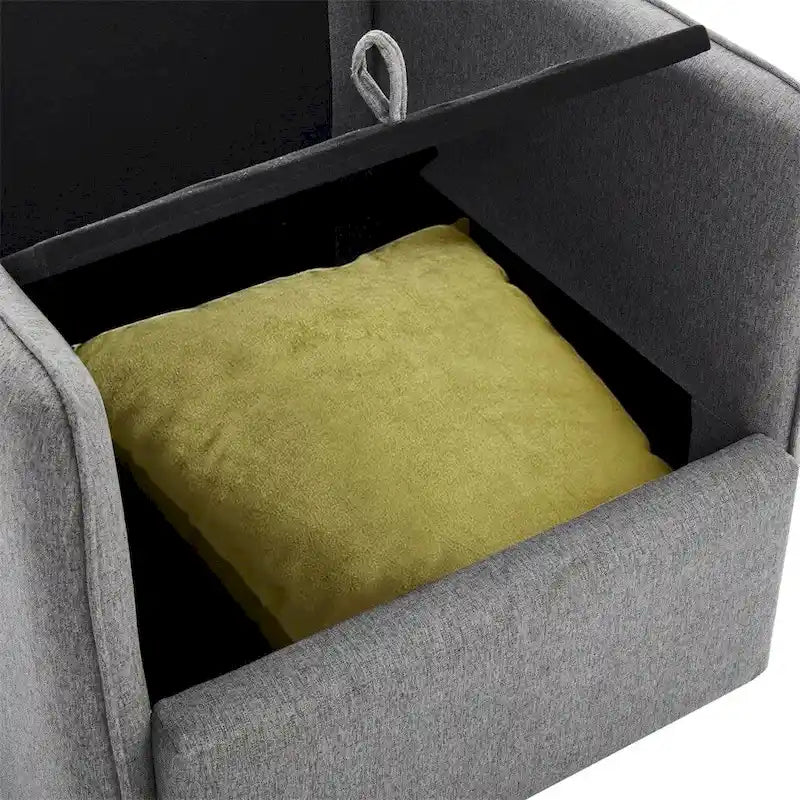 Poltrona girevole a 360° con contenitore nascosto, Posto singolo, Grigio/Beige+Marrone