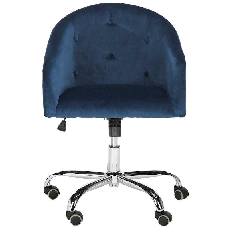Sedia da Ufficio Girevole Regolabile Trapuntata – Blu Navy e Cromo, 1 Persona