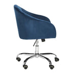 Sedia da Ufficio Girevole Regolabile Trapuntata – Blu Navy e Cromo, 1 Persona