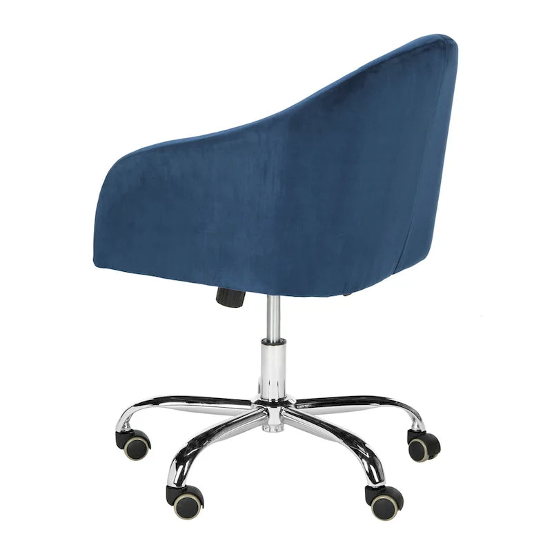 Sedia da Ufficio Girevole Regolabile Trapuntata – Blu Navy e Cromo, 1 Persona