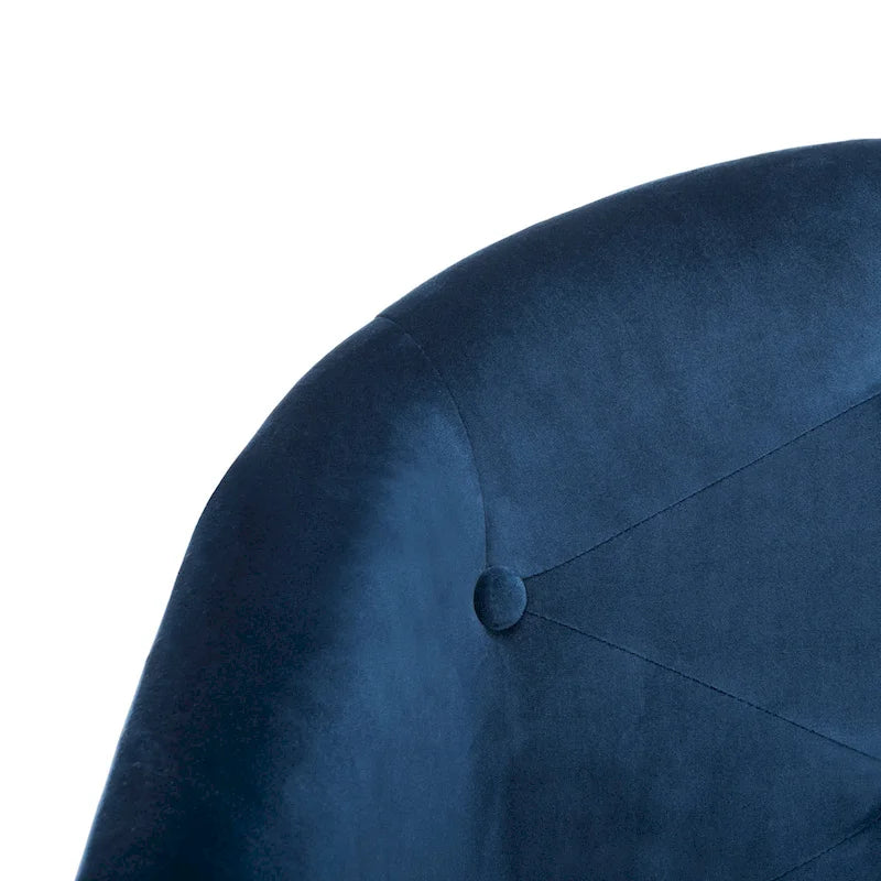Sedia da Ufficio Girevole Regolabile Trapuntata – Blu Navy e Cromo, 1 Persona