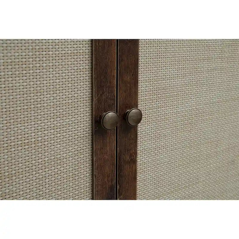 Mobile Contenitore Naturale a 4 Ante e 1 Cassetto, Stile Rattan, Montaggio da una Persona