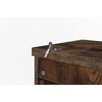 Mobile Contenitore Naturale a 4 Ante e 1 Cassetto, Stile Rattan, Montaggio da una Persona