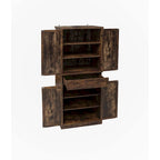 Mobile Contenitore Naturale a 4 Ante e 1 Cassetto, Stile Rattan, Montaggio da una Persona