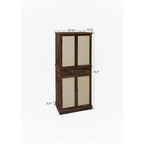 Mobile Contenitore Naturale a 4 Ante e 1 Cassetto, Stile Rattan, Montaggio da una Persona