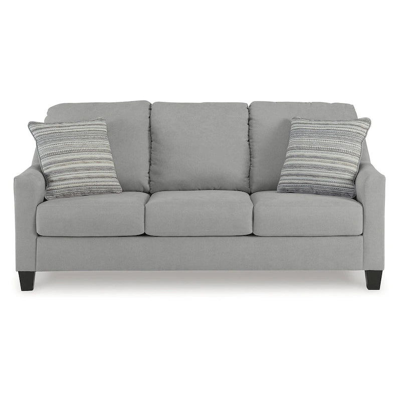 Divano Letto Grigio Queen, Velluto Scamosciato, Posti Letto 2 - 80L x 39P x 40A