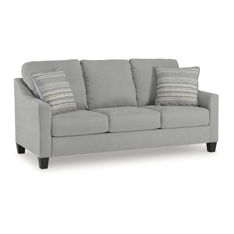 Divano Letto Grigio Queen, Velluto Scamosciato, Posti Letto 2 - 80L x 39P x 40A