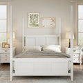 Letto a baldacchino matrimoniale Queen, bianco/espresso, stile classico, 2 posti letto