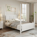 Letto a baldacchino matrimoniale Queen, bianco/espresso, stile classico, 2 posti letto