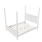 Letto a baldacchino matrimoniale Queen, bianco/espresso, stile classico, 2 posti letto