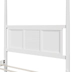 Letto a baldacchino matrimoniale Queen, bianco/espresso, stile classico, 2 posti letto