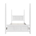 Letto a baldacchino matrimoniale Queen, bianco/espresso, stile classico, 2 posti letto