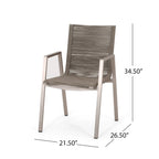 Sedia da pranzo in corda intrecciata grigio scuro/tortora, set da 2, struttura in alluminio