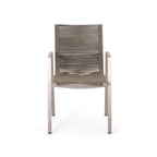 Sedia da pranzo in corda intrecciata grigio scuro/tortora, set da 2, struttura in alluminio