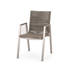 Sedia da pranzo in corda intrecciata grigio scuro/tortora, set da 2, struttura in alluminio