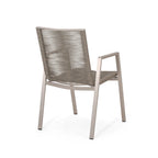 Sedia da pranzo in corda intrecciata grigio scuro/tortora, set da 2, struttura in alluminio