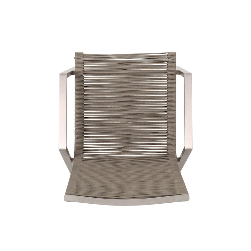 Sedia da pranzo in corda intrecciata grigio scuro/tortora, set da 2, struttura in alluminio
