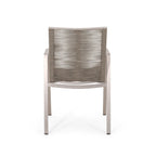 Sedia da pranzo in corda intrecciata grigio scuro/tortora, set da 2, struttura in alluminio