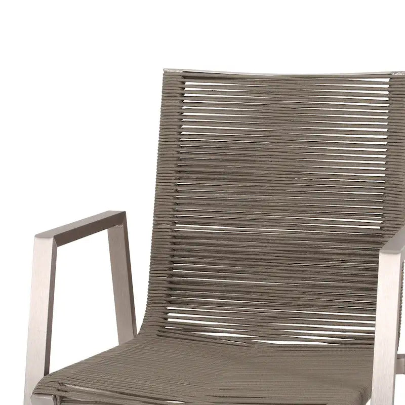 Sedia da pranzo in corda intrecciata grigio scuro/tortora, set da 2, struttura in alluminio