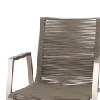 Sedia da pranzo in corda intrecciata grigio scuro/tortora, set da 2, struttura in alluminio