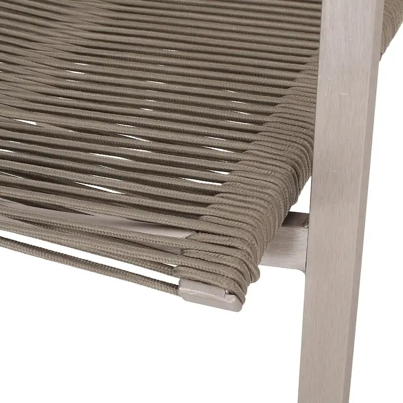 Sedia da pranzo in corda intrecciata grigio scuro/tortora, set da 2, struttura in alluminio
