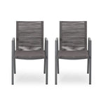 Sedia da pranzo in corda intrecciata grigio scuro/tortora, set da 2, struttura in alluminio