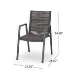 Sedia da pranzo in corda intrecciata grigio scuro/tortora, set da 2, struttura in alluminio