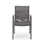 Sedia da pranzo in corda intrecciata grigio scuro/tortora, set da 2, struttura in alluminio