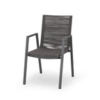 Sedia da pranzo in corda intrecciata grigio scuro/tortora, set da 2, struttura in alluminio
