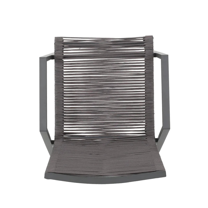 Sedia da pranzo in corda intrecciata grigio scuro/tortora, set da 2, struttura in alluminio