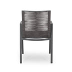 Sedia da pranzo in corda intrecciata grigio scuro/tortora, set da 2, struttura in alluminio