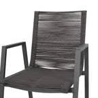 Sedia da pranzo in corda intrecciata grigio scuro/tortora, set da 2, struttura in alluminio